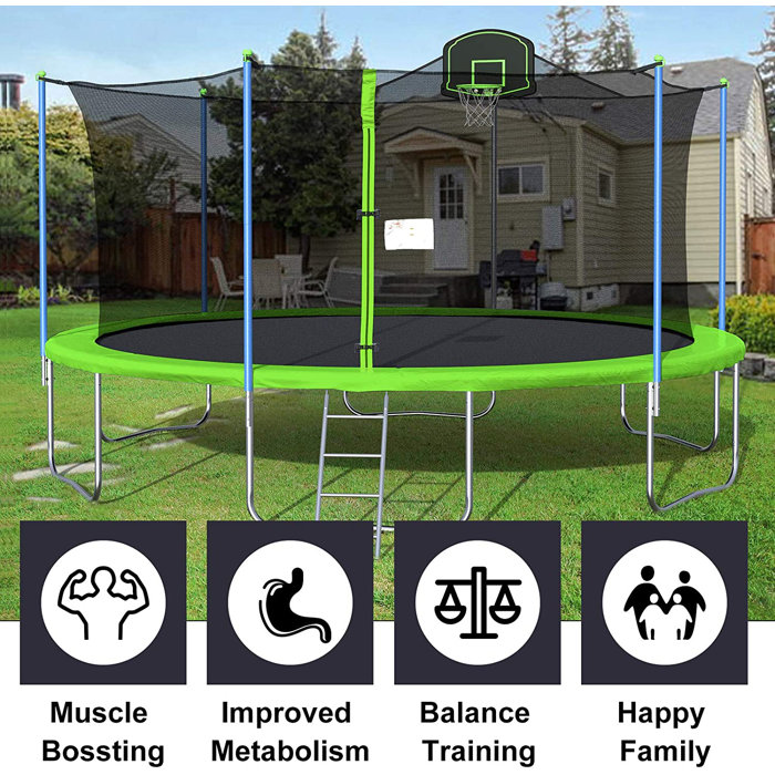 Sapphome 16ft Trampoline For Kids, Outdoor Trampoline With Safety